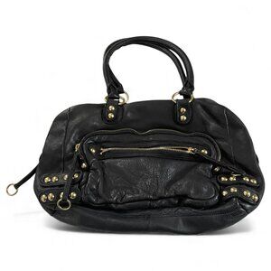 Vintage Linea Pelle Collection Women's Black Leather Studded handbag Purse